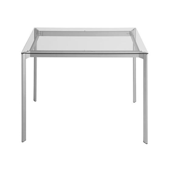 Imagem de Mesa de Jantar Mila com Tampo de Vidro Quadrado Base Aço Cinza 100cm - 55736