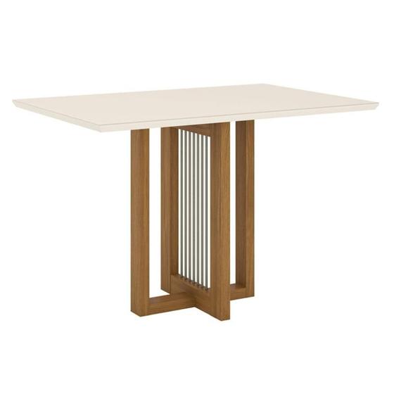 Imagem de Mesa de Jantar Natalí 120 cm Canto Reto com Vidro Nature Off White - Henn