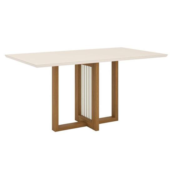 Imagem de Mesa de Jantar Natalí 160 cm Canto Reto com Vidro Nature Off White - Henn