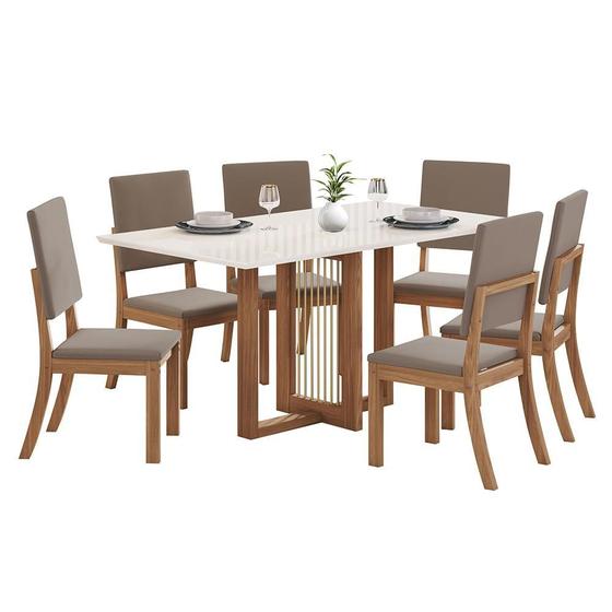 Imagem de Mesa de Jantar Natalí Tampo de MDF com 6 Cadeiras Milla - Móveis Henn