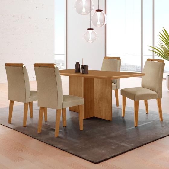Imagem de Mesa de Jantar Olímpia 120cm MDF Canto copo e com 4 Cadeiras Athenas