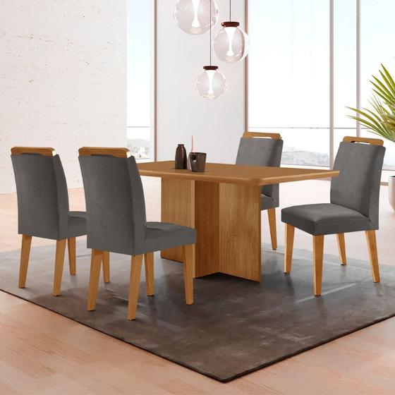 Imagem de Mesa de Jantar Olímpia 120cm MDF Canto copo e com 4 Cadeiras Athenas