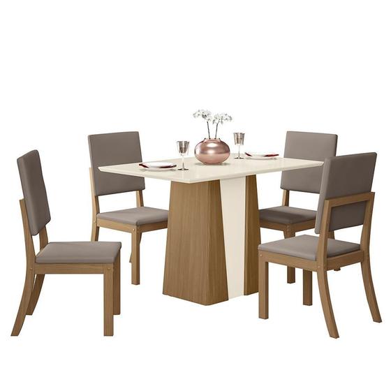 Imagem de Mesa de Jantar Orus Tampo de MDF com 4 Cadeiras Milla - Móveis Henn