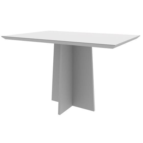 Imagem de Mesa De Jantar Para 4 Lugares 1,20 Com Tampo De Madeira Canto Arredondada Com Vidro Ana Cor Off White New Ceval