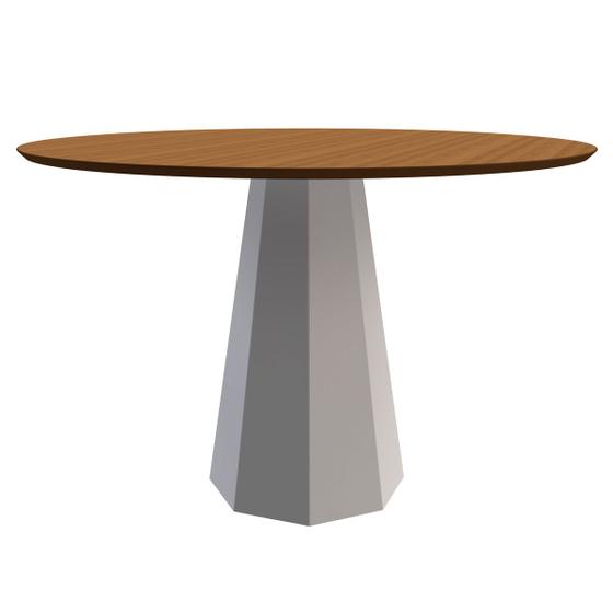 Imagem de Mesa De Jantar Para 4 Lugares 1,20m Tampo Redondo Sem Vidro Isis Cor Off White Imbuia New Ceval