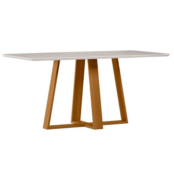 Imagem de Mesa de Jantar para 4 Lugares 1,70m Lectus Tampo em Mdf com Vidro Ypê/Off White - New Ceval