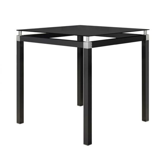 Imagem de Mesa De Jantar Para 4 Lugares Com Tampo De Vidro Quadrado 75cm Malva Preto Artefamol