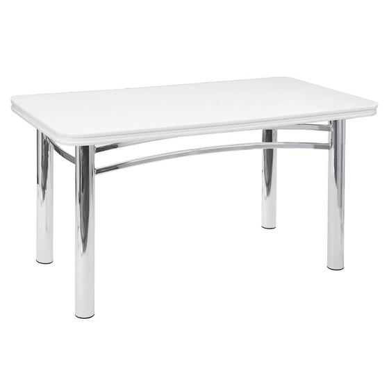 Imagem de Mesa de Jantar Paula Retangular Cromada e Branca 150 cm