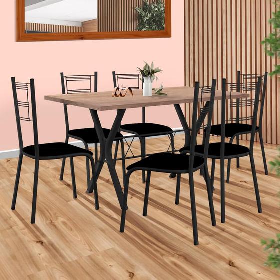 Imagem de Mesa De Jantar Pequena Com 6 Cadeiras Preto Requint Shop Jm