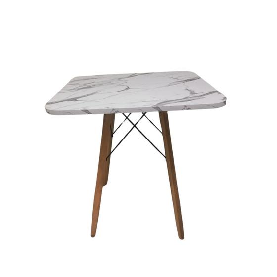 Imagem de Mesa de Jantar Quadrada Eames Eiffel 80 cm Borda Arredondada - Estilo Granito