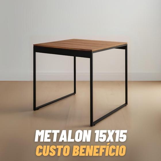 Imagem de Mesa de Jantar Quadrada Industrial Salt Lake Carvalho e Preta 80 x 80cm para 4 lugares Cozinha