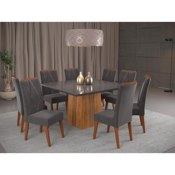 Imagem de Mesa de Jantar Quadrada Monza com 8 Cadeiras Madeira Maciça Vegas