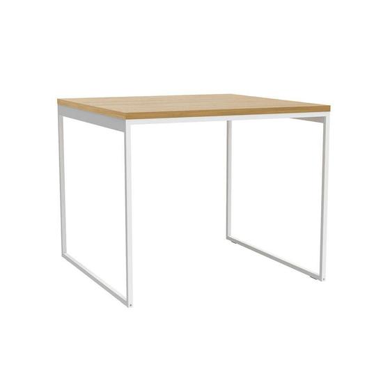 Imagem de Mesa de Jantar Quadrada Stanford Natural e Branca 90 cm