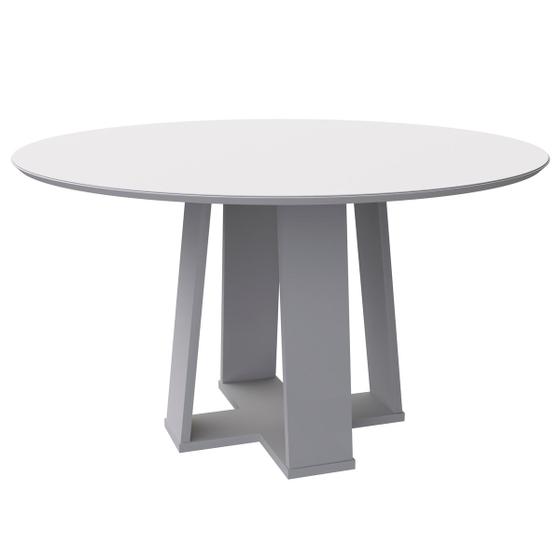 Imagem de Mesa De Jantar Redonda 135 x 135 cm Tampo De Madeira Com Vidro Isabela Cor Off White New Ceval
