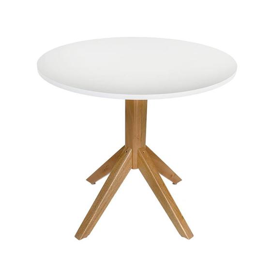 Imagem de Mesa de Jantar Redonda 2 Lugares 60cm em MDF e Madeira Maciça Irís Branca - Straub Web