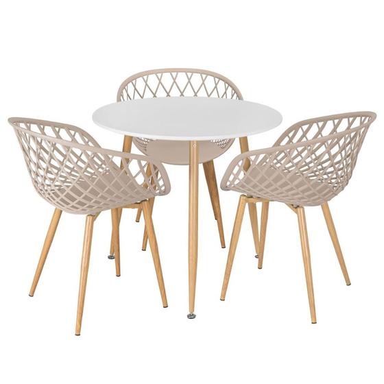 Imagem de Mesa de jantar redonda 80 cm branco + 3 cadeiras Clarice Nest