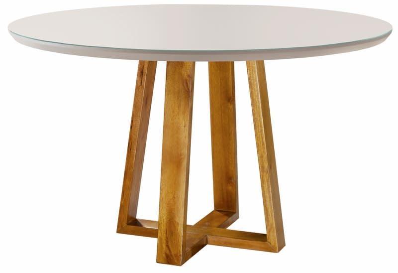 Imagem de Mesa de Jantar Redonda com Vidro 1,20m - Natalle - Móveis Mundial