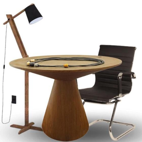 Imagem de Mesa de Jantar Redonda Cone Eclipse Madeira Freijó 80cm