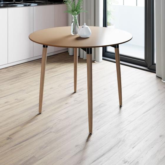 Mesa de Jantar Redonda Gardênia 90 cm com 4 Pés Palito Cor Toffee Menor preço em Mesa de Jantar Redonda Gardênia 90 cm com 4 Pés Palito Cor Toffee