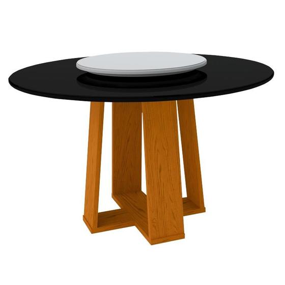 Imagem de Mesa De Jantar Redonda Isabela 1,35M Com Tampo Giratório Ypê/Preto/Off White - New Ceval