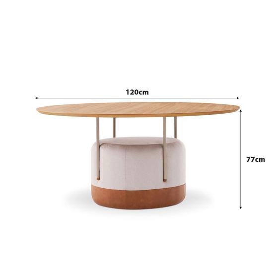 Imagem de Mesa de Jantar Redonda Sartor 1,2m Metal Base Estofada MDF