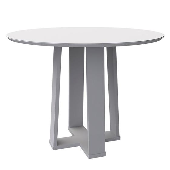 Imagem de Mesa de Jantar Redonda Tampo com Vidro Lara 100 cm Off White - D'Rossi