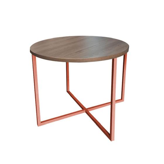 Imagem de Mesa de Jantar Redondo Theo 90cm Industrial Ferro Bronze Tampo 100% MDF Imbuia - Ahazzo Móveis