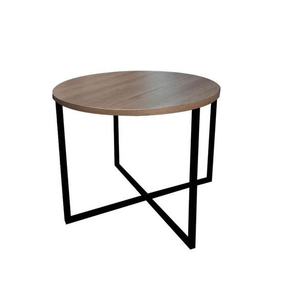 Imagem de Mesa de Jantar Redondo Theo 90cm Industrial Ferro Preto Tampo 100% MDF Imbuia - Ahazzo Móveis