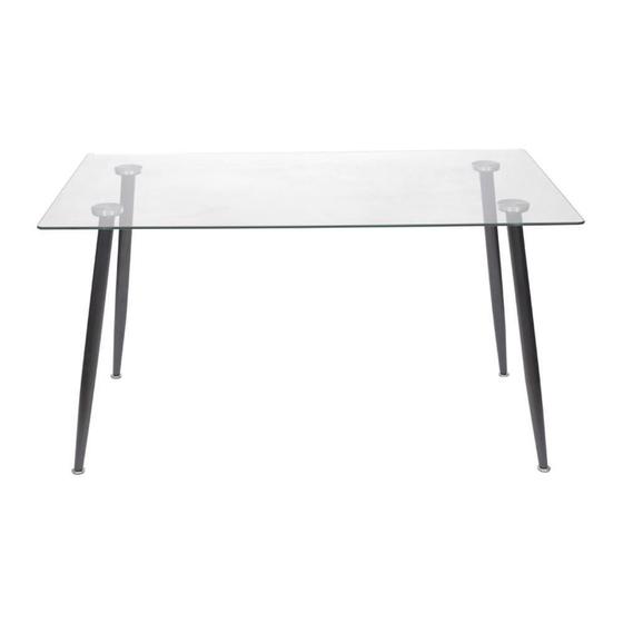 Imagem de Mesa de Jantar Retangular 120 cm Taurus Base Metal Preto Tampo Vidro