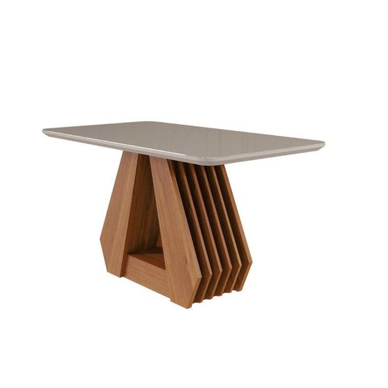 Imagem de Mesa De Jantar Retangular 130X80Cm Tampo Mdf/Vidro Agata Cimol Cinamomo/Off White