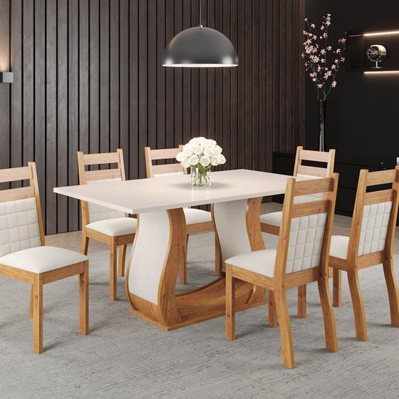 Imagem de Mesa de Jantar Retangular 160x80cm com 6 Cadeiras Sicilia