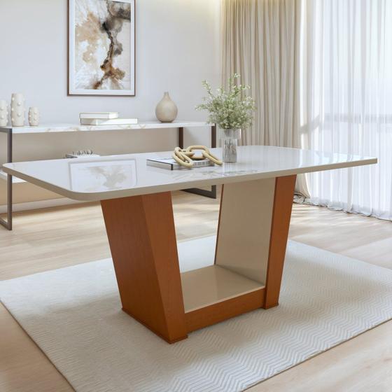 Imagem de Mesa de Jantar Retangular 170cm Maxi Tampo com Vidro Apogeu