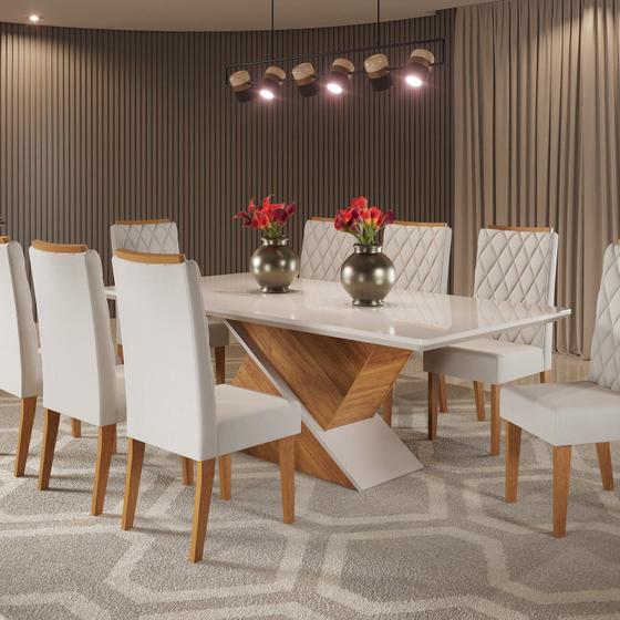 Imagem de Mesa de Jantar Retangular 200x90 Noble com 8 Cadeiras Iza