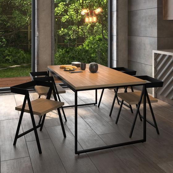 Mesa De Jantar Retangular 4 Lugares Madeira Moderna Industrial 120x90cm Menor preço em Mesa De Jantar Retangular 4 Lugares Madeira Moderna Industrial 120x90cm