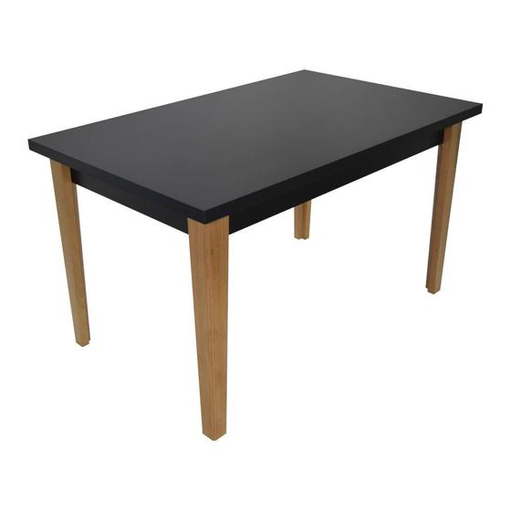 Imagem de Mesa de Jantar Retangular 6 Lugares 135x80cm em MDF e Madeira Maciça Mabel Preta - Straub Web