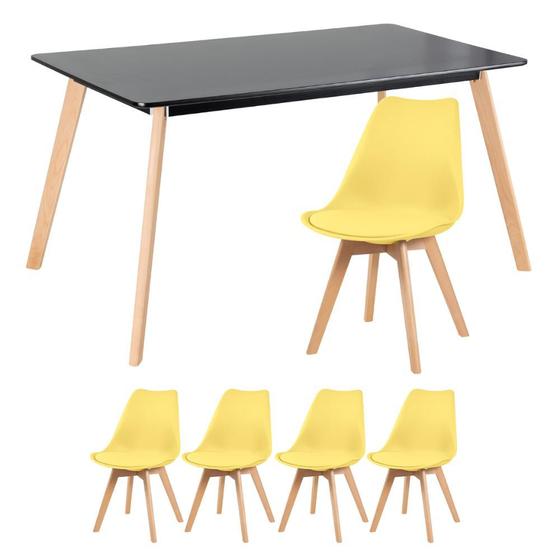 Imagem de Mesa de jantar retangular 80 x 140 cm + 4 cadeiras estofadas Leda