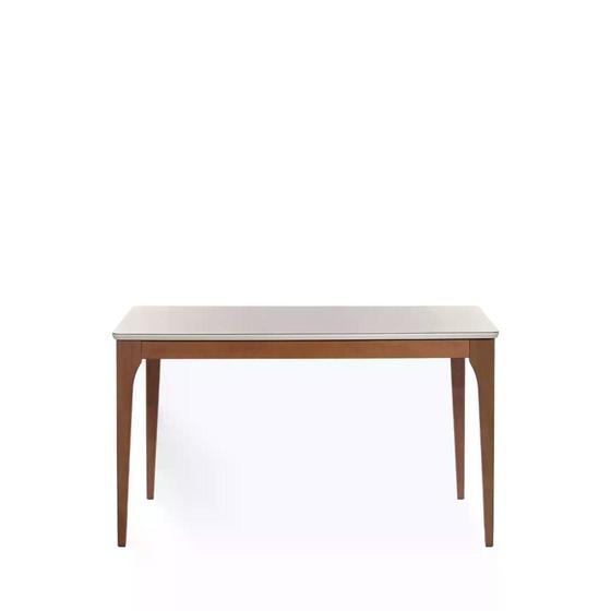 Imagem de Mesa de Jantar Retangular c/ Vidro para 4 Lugares Ella 135 cm - Natural c/ Off White Fosco