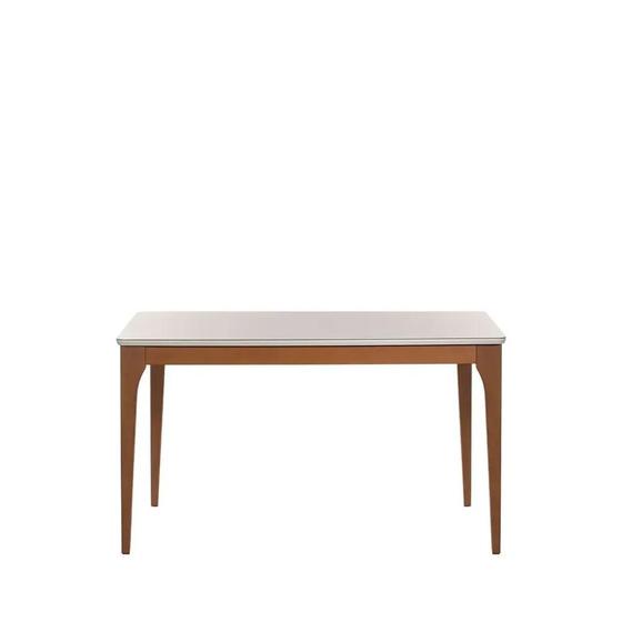 Imagem de Mesa de Jantar Retangular c/ Vidro para 4 Lugares Ella 135 cm - Natural c/ Off White Fosco