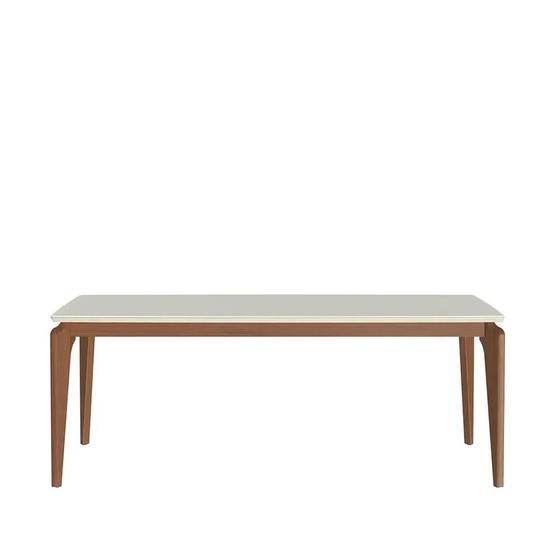 Imagem de Mesa de Jantar Retangular c/ Vidro para 8 Lugares New Lauren 208 cm - Natural c/ Off White Fosco