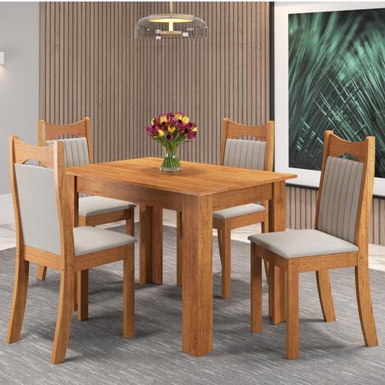 Imagem de Mesa de Jantar Retangular Canela com 4 Cadeiras Dalas