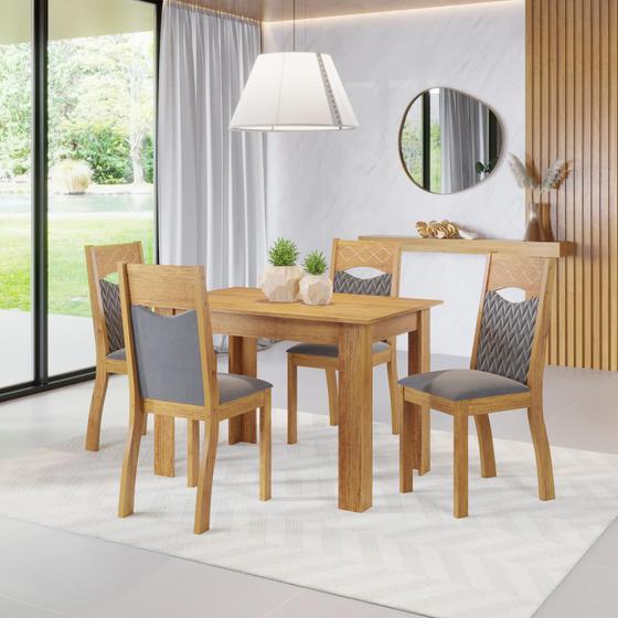 Imagem de Mesa de Jantar Retangular Carmim Com 4 Cadeiras Pietra Mel/V.grafite Casa Giulia