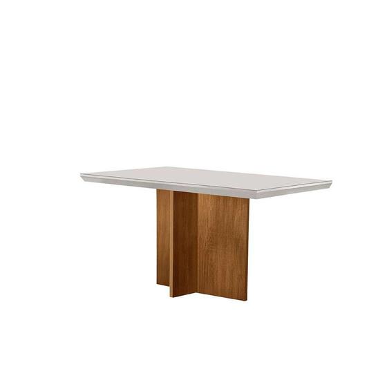 Imagem de Mesa de Jantar Retangular com Tampo de Vidro Ane Imbuia e Off White