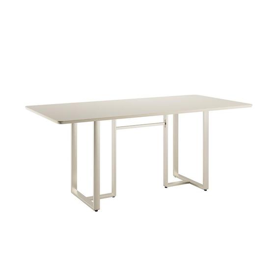 Imagem de Mesa de Jantar Retangular com Tampo de Vidro Arcadia Off White e Champagne 184 cm