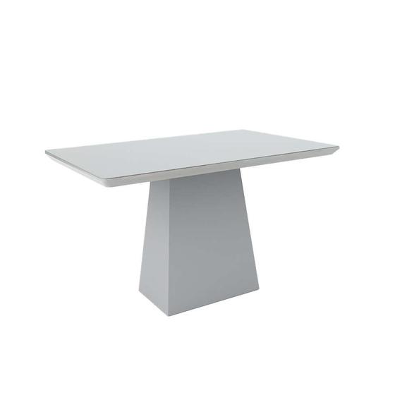 Imagem de Mesa de Jantar Retangular com Tampo de Vidro Bárbara Off White 135 cm