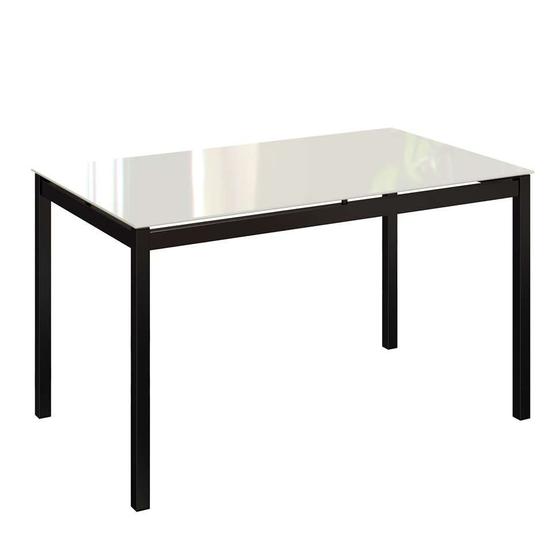 Imagem de Mesa de Jantar Retangular com Tampo de Vidro Houston Off White e Preta 135 cm