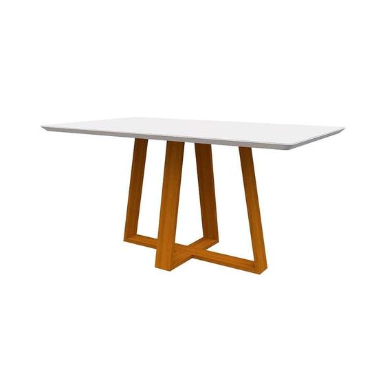 Imagem de Mesa de Jantar Retangular com Tampo de Vidro Lectus Off White e Ype 160 cm