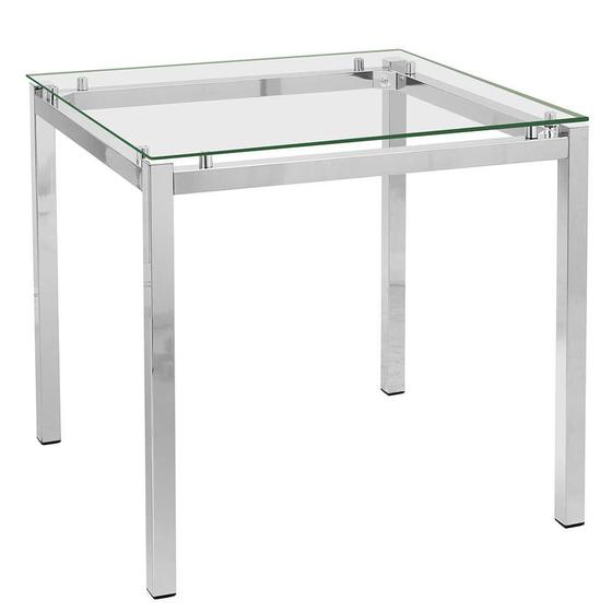 Imagem de Mesa de Jantar Retangular com Tampo de Vidro Tube Cromada 80 cm