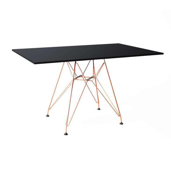 Imagem de Mesa de Jantar Retangular Eiffel Wood Preta e Cobre 120 cm