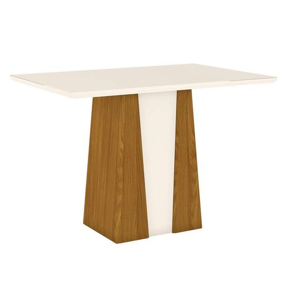 Imagem de Mesa de Jantar Retangular Elisa Flex Off White e Nature 120 cm