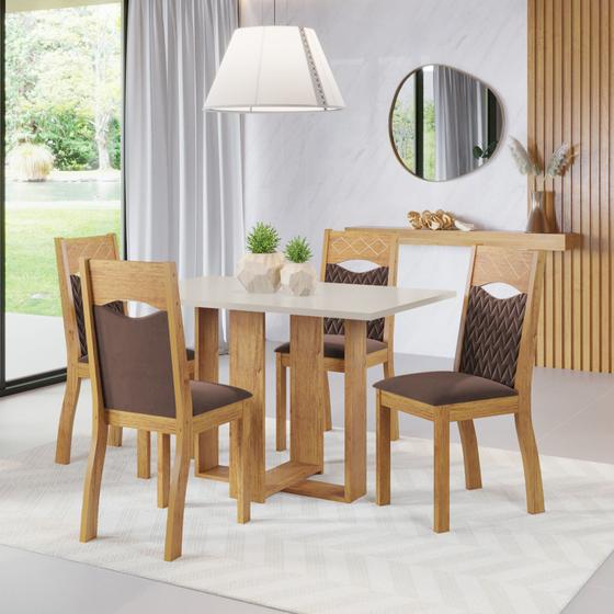 Imagem de Mesa de Jantar Retangular Ellus C/4 Cad Pietra Mel/Bonde/V.bombom